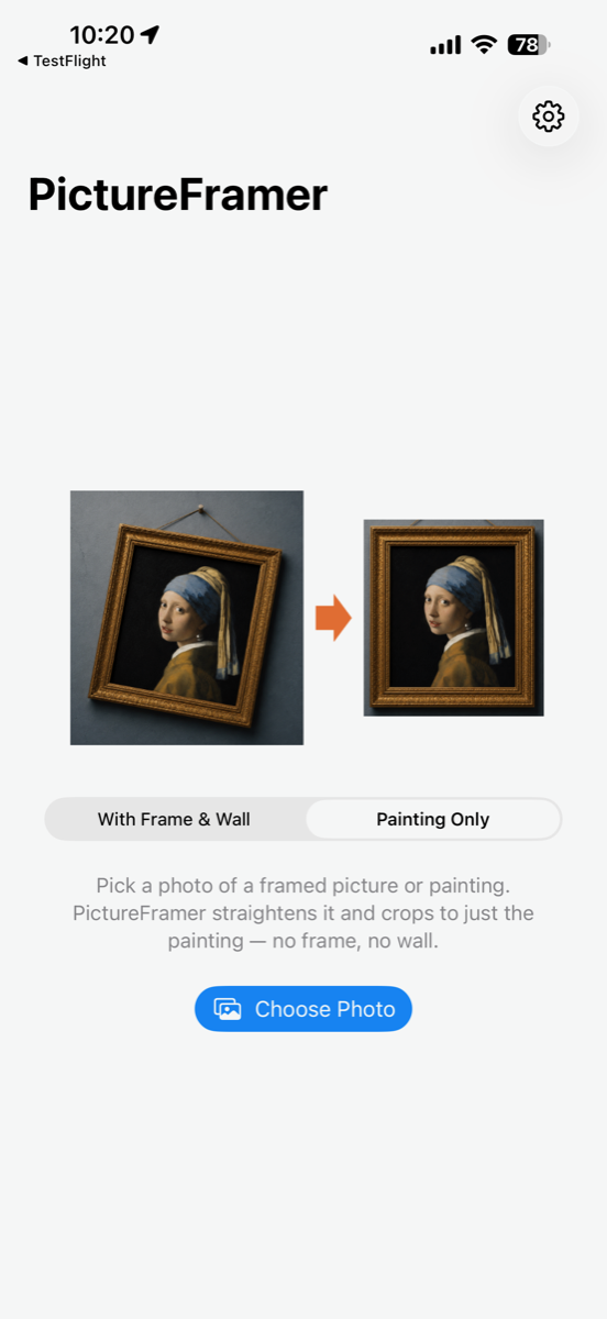 Start screen with the crop mode set to Painting Only