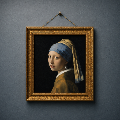 PictureFramer app icon — a gold-framed painting hanging perfectly straight